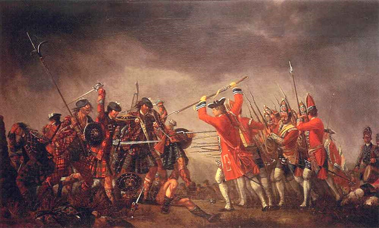 baïonnettes, ordre serré, arme longues Culloden